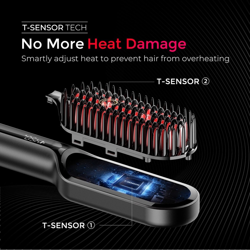 NIB! TYMO Hair Straightening Brush in Black and Red - Picture 9 of 16